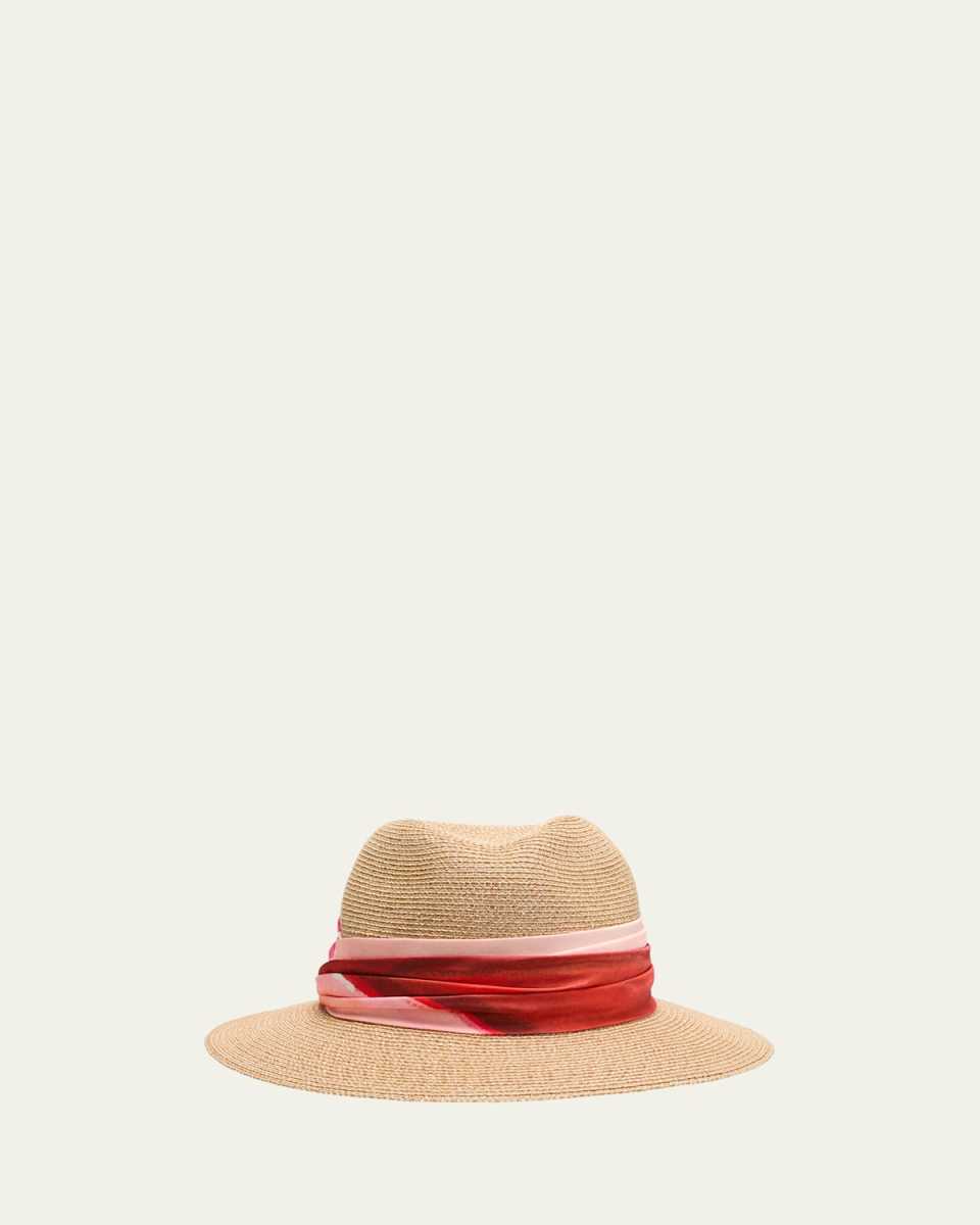 Lillian Straw & Silk Scarf Fedora
